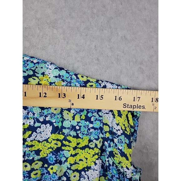 Jones NY Blue Ditsy Floral Flouncy Cottagecore SS V Neck Blouse Women's Plus 1X - Picture 10 of 12